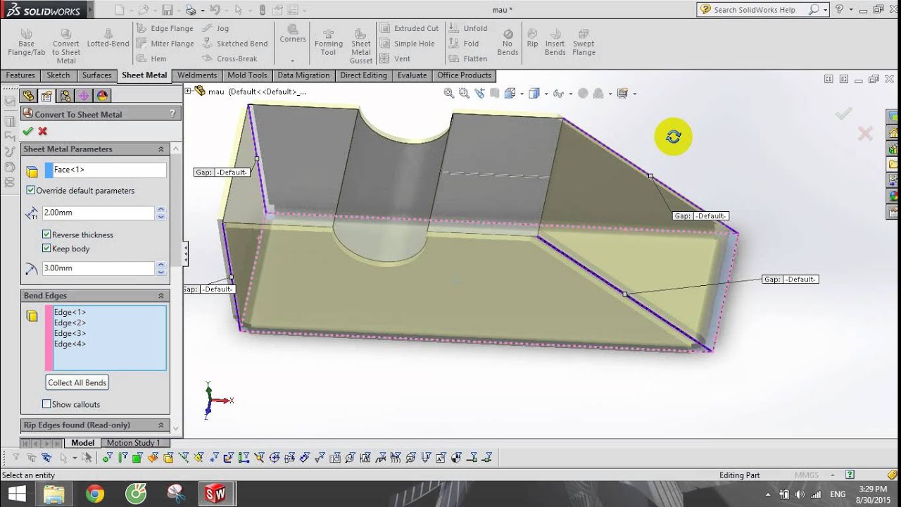 Convert To Sheet Metal Trong Solidworks - YouTube