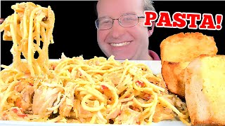 ASMR CHEESY CHICKEN PASTA MUKBANG EATING SOUNDS