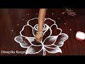 rose flowers rangoli with 7 dots नवीनतम फूल दैनिक रंगोली గులాబీ పూలు ముగ్గు