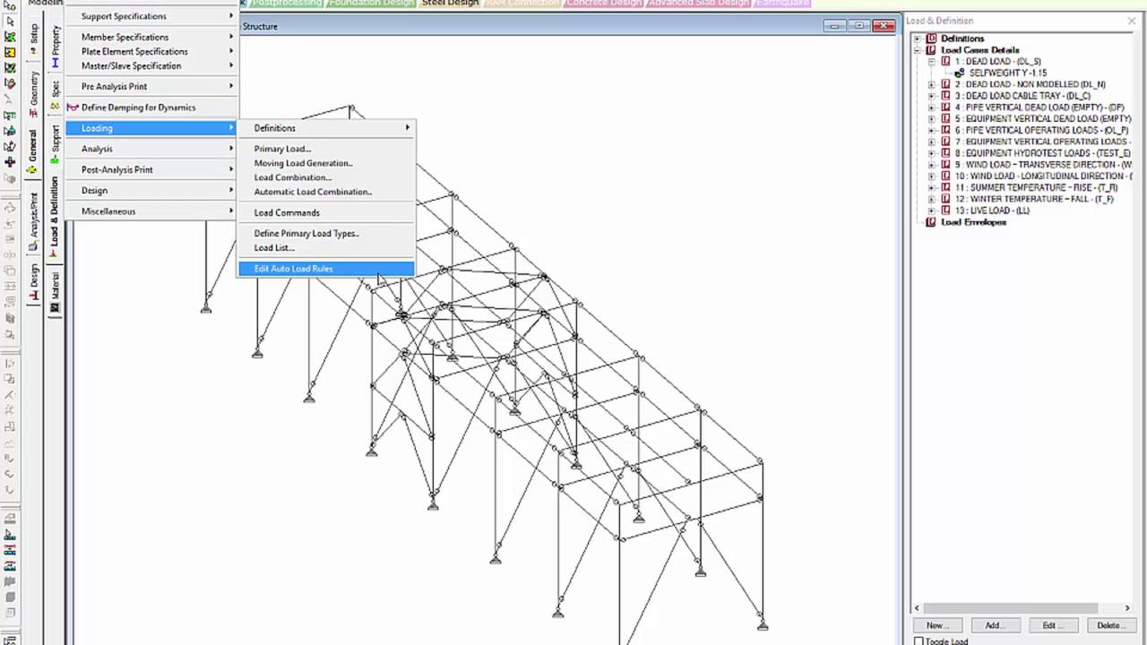 Staad Load Combination Generator Youtube