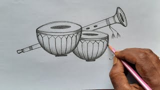 How to Draw Tabla  step by step || Drawing drums ||Jakkani Drawing Academy drums 2