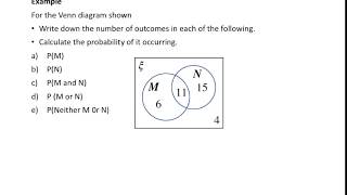 Calculating Probability - Using Venn Diagrams Example 1