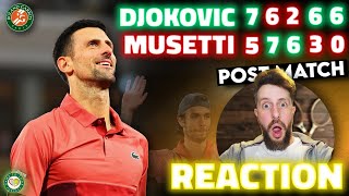 Djokovic wins EPIC 5 Set Match vs Musetti 🤯 | Roland Garros 2024 | Post Match Reaction