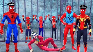 TEAM SPIDER-MAN VS Bad Guy Joker Venom hulk - Challenge Rescue 3 kid Spiderman from cage Joker