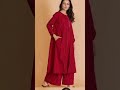 red color plain dress designing ideas 2025 redsuitdesigns reddresses2025 plaindress2025