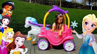 Princess carriage ride on toy Pretend play and Unbox surprises with Yulya