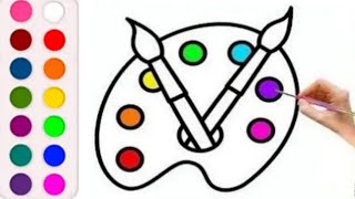 Bolalar uchun kamalak rang palitrasi chizish/Rainbow colour palette drawing  for kids/easy kids draw