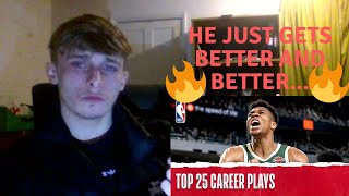 British Soccer fan reacts to Basketball - Giannis Antetokunmpo's Top 25 Career Plays!