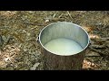 trangia alcohol stove and zebra loop handle pot cooking sliced rice cake soup