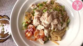 ကြက်သားဆီချက်ခေါက်ဆွဲ Garlicky Noodles with Chicken Burmese’s Style