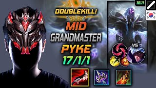 천상계 미드 파이크 드락 칼날비 - GrandMaster Pyke Mid vs Talon - 롤 KR 12.11