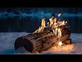 🔥 enchanting snowy nights with warm jazz cozy lake side fireplace glow u0026 peaceful winter vibes s2