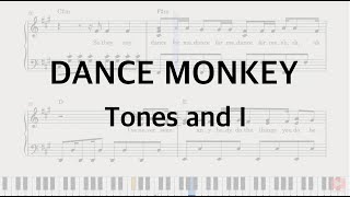 Dance Monkey - Tones and I - Piano Tutorial (with lyrics) intermediate FREE PDF