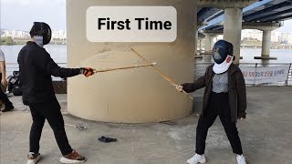 First time rapier sparring - they just took the first class!