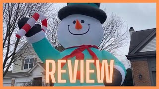 🎄Gemmy 12 ft inflatable Candy Cane Snowman review!☃️