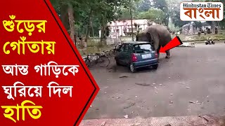 শুঁড় দিয়ে যেন খেলনার গাড়ি ঘুরিয়ে যাচ্ছে ! এই হাতির কীর্তিতে তাজ্জব হতে হয়