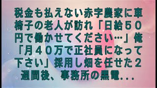 【感動する話】税金も払えない赤字農家に車椅子の老人が訪れ「日給５０円で働かせてください…」俺「月４０万で正社員になって下さい」採用し畑を任せた２週間後、事務所の黒電...【スカッとする話・朗読】