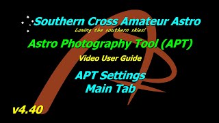 APT User Guide - APT Settings - Main Tab