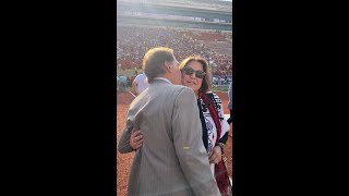 Nick Saban arrives at DKR for his lap around the field and kiss from Miss Terry