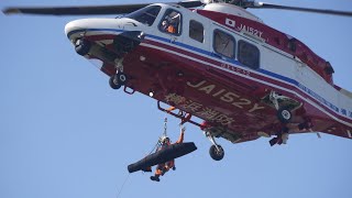 YRと航空隊による連携で空から隊員が侵入！ 保土ヶ谷区ヘリコプター離発着訓練 横浜市消防局 航空隊