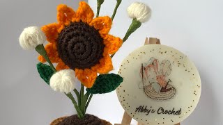 Crochet mini flower in a pot tutorial PART-2(sunflower)beginner