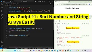 Java Script #1 - Sort Number and String Arrays into Ascending and Descending Order #bharathedutech