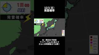 発雷確率 2024/11/30夜更新 #マニアック天気 #雷 #落雷 #不安定 #局地的大雨 #ゲリラ豪雨 #ゲリラ雷雨