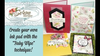 Four Cards with Baby Wipe Technique | Create Your Ink Pad