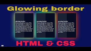 Glowing border using HTML/CSS | Tutorial4you |
