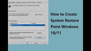 Windows 11/10 - How to Create a System Restore Point