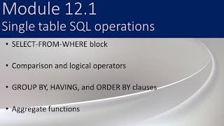 12.1 - Single table SQL operations