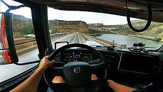 Driving over the Rocky Mountains from Grand Junction to Denver. POV Volvo VNL 860, LONG.