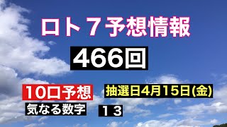 太一のロト7予想紙　466回　抽選日　4月15日(金)