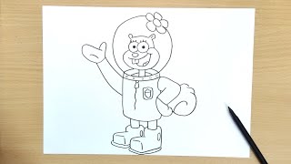 How to draw Sandy from Spongebob Squarepants - Step by step (HAC)