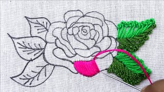 Satin Flower 🌸 | Satin Stitch Flower | Embroidery | [프랑스자수] 장미자수 Rose Embroidery