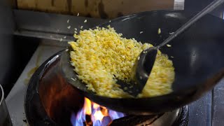 超本格大盛り海老炒飯職人 海老あんかけ炒飯　ボリューミーな炒飯 築地中華料理 五番 japanese street food  craftsmanship How to make Fried Rice