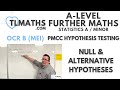 OCR MEI Statistics Minor C: PMCC Hypothesis Testing: 02 Null & Alternative Hypotheses