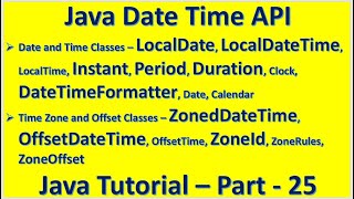 Java Date Time API LocalDateTime ZonedDateTime OffsetDateTime Instant :: Java Tutorial – Part - 25