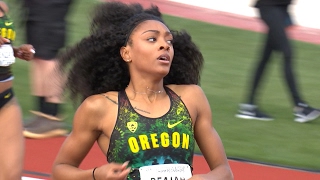 2017 Pac-12 Track \u0026 Field Championships: Oregon's Deajah Stevens steamrolls to world-leading 200m...