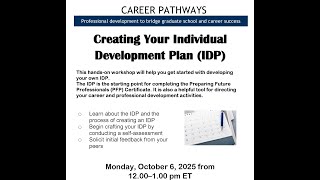 Creating Your Individual Development Plan (IDP) workshop