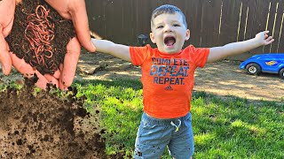 Caleb & Mommy Make Mud Pies! Kid PLAYS OUTSIDE catching bugs Fun Day Routine! BACKYARD ADVENTURES!