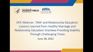 Healthy Marriage & Relationship Education Grantees Providing Stability Through Challenging Times
