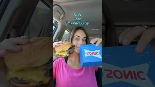 Trying NEW Sonic Smasher Burger ❤️🩵💙🍔#sonic #sonicdrivein #newmenuitem #fastfood #foodlover #yum