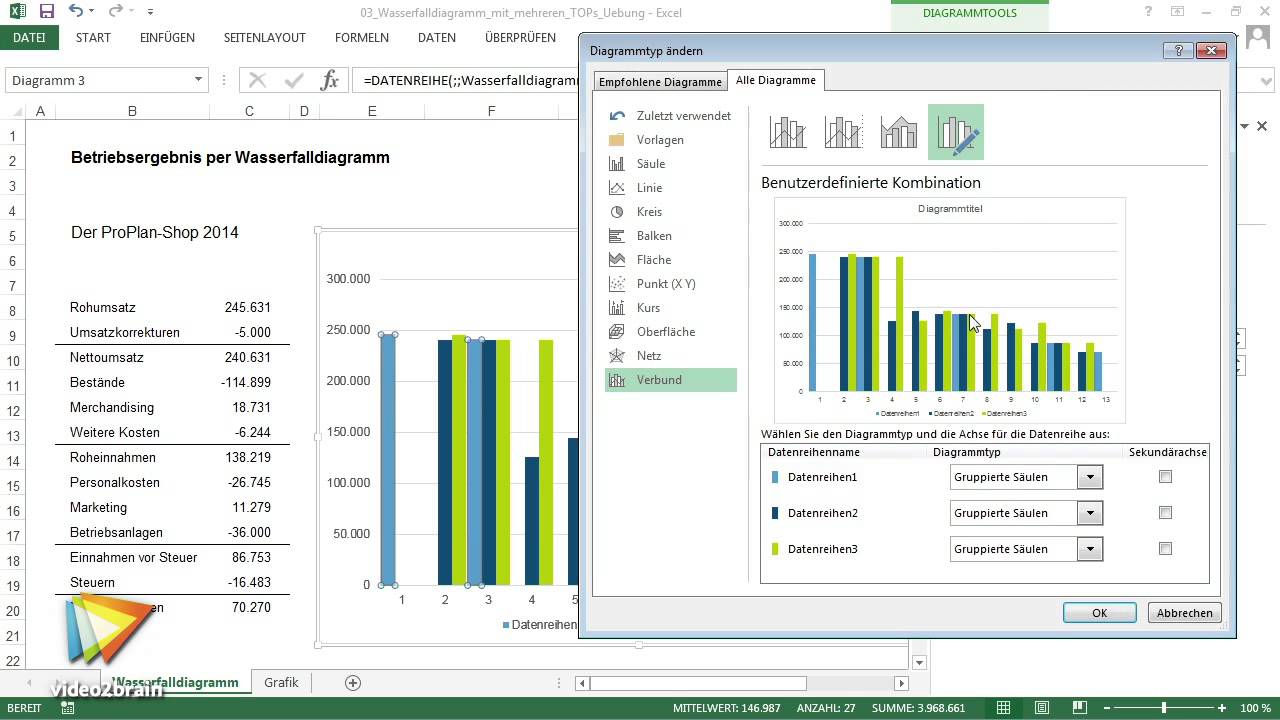 Excel 2013: Management-Reports Tutorial: Wasserfalldiagramm Mit ...