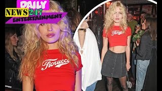 Georgia May Jagger flaunts her toned midriff in crop-top