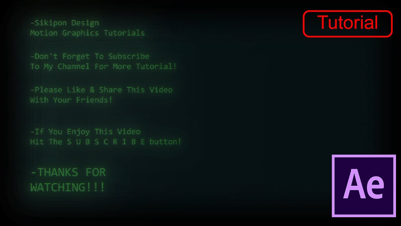 Hacker Screen Effect After Effects Tutorial Youtube