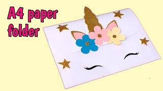 How to make File Folder\\DIY File Folder craft idea | school supplies diy  | unicorn paper folder