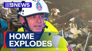 Five injured, one trapped after townhouse explosion | 9 News Australia