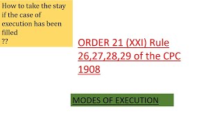 Execution Case [ORDER 21 Rule 26 TO 29 CPC 1908] I Judgement Debtor I Decree holder I
