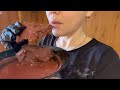 ASMR Wet Chalk🤍 in Red🍒 Paste💧clay paste ASMR😍 Pasted chalk asmr/хруст/мел/#асмр #chalks #мел😍#asmr